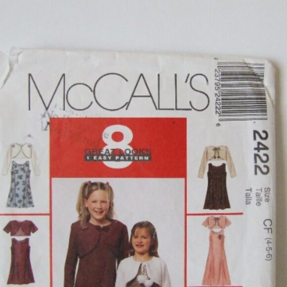 McCall's dress sewing pattern uncut vintage girls matching bolero jacket 1990s - Picture 2 of 9